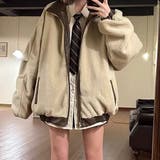 リバーシブルフェイクレザー×ボアアジャケット ブルゾン オーバーサイズ | Alvia | 詳細画像16 