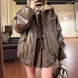 リバーシブルフェイクレザー×ボアアジャケット ブルゾン オーバーサイズ | Alvia | 詳細画像17 