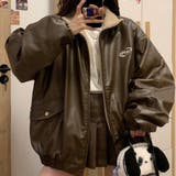 リバーシブルフェイクレザー×ボアアジャケット ブルゾン オーバーサイズ | Alvia | 詳細画像19 