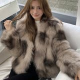 ブラウン | フェイクファーショートジャケット | Alvia