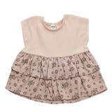 Aフラワー・ピンク | 半袖 切替フレンチTシャツ 子供服 | chil2