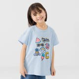 Pワッペン風/サックス | キッズ 半袖 Tシャツ | chil2