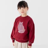 Fねこ/ワインレッド | 綿100% 袖メロウ プリントトレーナー | chil2