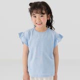 サックス | 綿100% 袖フリル Tシャツ | chil2
