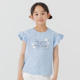 Dロゴ/サックス | 綿100% プリント フリル半袖Tシャツ | chil2