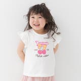 Oさくらんぼ/ホワイト | 綿100% プリント フリル半袖Tシャツ | chil2