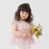 スモークピンク | チュール切り替え チュニック Tシャツ | chil2