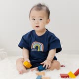 Cにじ/ネイビー | 半袖 ロンパース カバーオール | chil2