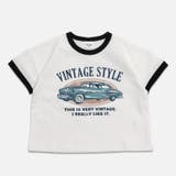 Fくるま/ホワイト | プリント リンガー 半袖Tシャツ | chil2