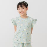 フラワー/ミント | 肩フリル 半袖 Tシャツ | chil2