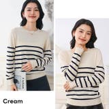 パネルボーダー ボートネック ニット | Cinderella | 詳細画像4 