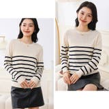 パネルボーダー ボートネック ニット | Cinderella | 詳細画像5 