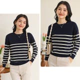 パネルボーダー ボートネック ニット | Cinderella | 詳細画像7 