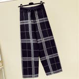 ブラック | チェック柄ストレートパンツ◆ボトムス ワイドパンツ ロングパンツ | CITRINE Chakra
