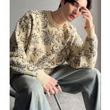 アイボリー | 【classical origin】視線を奪う、ジャガード花柄ニット Jacqu… | Classical Elf Men