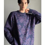 ネイビー | 【classical origin】視線を奪う、ジャガード花柄ニット Jacqu… | Classical Elf Men