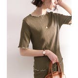 胸きゅん、褒められトップス。配色メロウ5分袖シャーリングトップス | Classical Elf  | 詳細画像8 