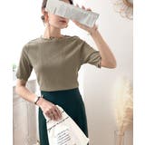 胸きゅん、褒められトップス。配色メロウ5分袖シャーリングトップス | Classical Elf  | 詳細画像9 