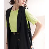 胸きゅん、褒められトップス。配色メロウ5分袖シャーリングトップス | Classical Elf  | 詳細画像13 