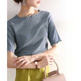 胸きゅん、褒められトップス。配色メロウ5分袖シャーリングトップス | Classical Elf  | 詳細画像14 