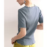 胸きゅん、褒められトップス。配色メロウ5分袖シャーリングトップス | Classical Elf  | 詳細画像16 