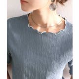 胸きゅん、褒められトップス。配色メロウ5分袖シャーリングトップス | Classical Elf  | 詳細画像21 