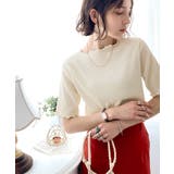 胸きゅん、褒められトップス。配色メロウ5分袖シャーリングトップス | Classical Elf  | 詳細画像2 