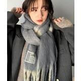 ブルー | ふんわりぬくぬく。フェイクウールチェック柄大判マフラー | Classical Elf 