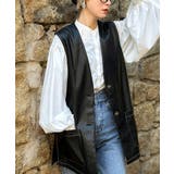 ブラック | エレガントなモード感。フェイクレザーベスト | Classical Elf
