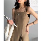 大人のエレガントテイスト。麻調ダブルストラップアシメキャミフレアワンピース | Classical Elf  | 詳細画像15 