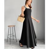 大人のエレガントテイスト。麻調ダブルストラップアシメキャミフレアワンピース | Classical Elf  | 詳細画像2 