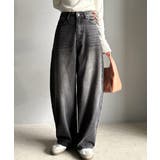 ブラック | こなれ感抜群の1本。ゆったりシルエットカーブデニムエッグパンツ | Classical Elf