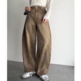 ブラウン | こなれ感抜群の1本。ゆったりシルエットカーブデニムエッグパンツ | Classical Elf