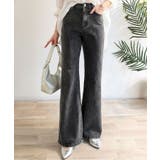 ブラック | 憧れ美脚のマストアイテム！フレアストレッチデニムパンツ | Classical Elf 