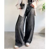 自然なカーブで美脚見え。抜け感たっぷりカーブラインデニムパンツ（ワイド） | Classical Elf  | 詳細画像16 