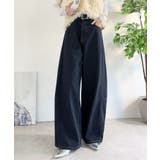 ワンウォッシュ | 自然なカーブで美脚見え。抜け感たっぷりカーブラインデニムパンツ（ワイド） | Classical Elf 