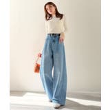 自然なカーブで美脚見え。抜け感たっぷりカーブラインデニムパンツ（ワイド） | Classical Elf  | 詳細画像2 