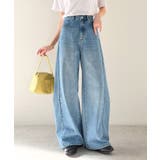 自然なカーブで美脚見え。抜け感たっぷりカーブラインデニムパンツ（ワイド） | Classical Elf  | 詳細画像5 