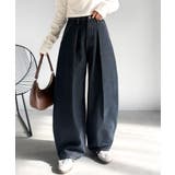 ワンウォッシュ | 抜群のシルエットで、カバーしながらスタイルアップ♪カーブタックデニムパンツ | Classical Elf 