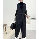 ブラック | 今年の指名買い!コットンリネンダブルボタンジャンパースカート | Classical Elf