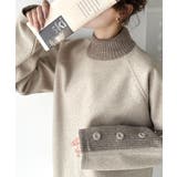 ベージュ | あったかおしゃれ! 異素材切り替え袖ボタンプルオーバー | Classical Elf