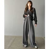 さらっと美脚。細見え2インタックハイウエストワイドスラックスパンツ | Classical Elf  | 詳細画像21 