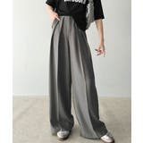 チャコール | さらっと美脚。細見え2インタックハイウエストワイドスラックスパンツ | Classical Elf 