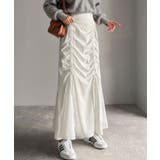 ホワイト | 大人可愛い！愛され美ライン。シャーリングリボン使いマーメイドスカート（ロング丈） | Classical Elf 