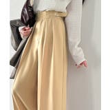 ベージュ | 美しいシルエットの優秀パンツ♪サイドベルトハイウエスト2タックワイドパンツ | Classical Elf 