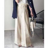 美しいシルエットの優秀パンツ♪Wベルト異素材スラックスワイドパンツ | Classical Elf | 詳細画像1