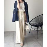 美しいシルエットの優秀パンツ♪Wベルト異素材スラックスワイドパンツ | Classical Elf | 詳細画像3