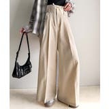 美しいシルエットの優秀パンツ♪Wベルト異素材スラックスワイドパンツ | Classical Elf | 詳細画像10