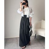 美しいシルエットの優秀パンツ♪Wベルト異素材スラックスワイドパンツ | Classical Elf | 詳細画像17