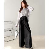 美しいシルエットの優秀パンツ♪Wベルト異素材スラックスワイドパンツ | Classical Elf | 詳細画像20